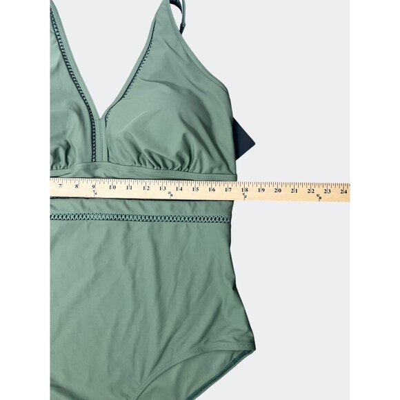 Daci Olive Green One-Piece Swimsuit With Adjustable Straps & Waist Detail 20W - Picture 11 of 15